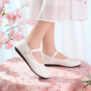 Lente en zomer Chinese stijl satijnen ondiepe flats -Zachte zool Ademende Mary Jane stoffen schoenen met elegante jacquardtextuur, perfect voor Qipao & Hanfu Styling voor dames
