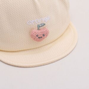 Lente en zomer mesh ademende baby zachte rand strikpet geborduurde letters schattige kersenoren baby casual zonnehoed
