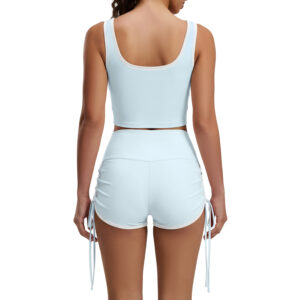 Lente- en zomersportset met ingebouwde borstkussens, hoge ondersteuning, slanke pasvorm, ademend, voor fietsen, training en yoga