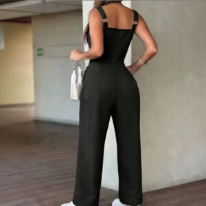 Lente zomer strap-stijl eenvoudige casual modieuze dames jumpsuit met ritssluiting