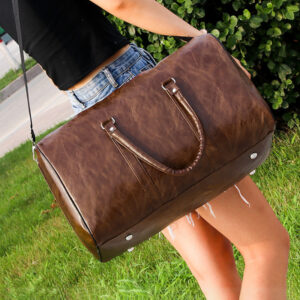 Mannen PU lederen duffle sporttas weekendtas bagage reizen casual handtas weekendtas