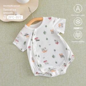 Modale babyromper, zomer dunne bodysuit, meisjesromper met korte mouwen uit één stuk, Anyang babykleding, klasse A