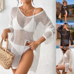 Nieuwe onregelmatige V-hals cover-up, uitgeholde zijsplit bikini strandjurk, hete verkopende Europese Amerikaanse vakantie kimono vest