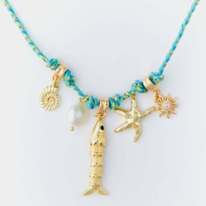 Nieuwe zomerketting met schelpen en parels