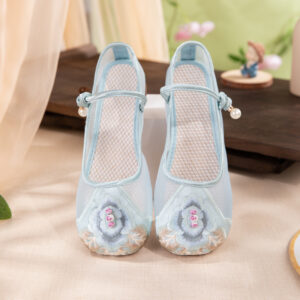 Oosterse geborduurde mesh schoenen - zomer Mary Jane flats, comfortabele ademende zachte zool stoffen schoenen voor dames
