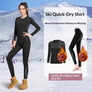 Outdoor skiën yoga fitnessset voor dames - atletische top en legging met lange mouwen voor wintersporttraining