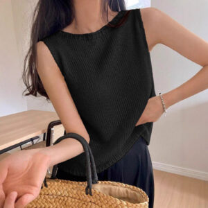 Pullovervest met ronde hals Minimalistische stijl voor lente en zomer