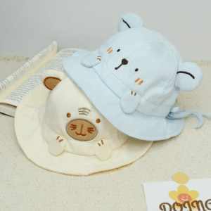 Ronde matrozenhoed met cartoon dierenversiering voor kinderen, met een schattig en zacht uiterlijk, geschikt voor lente- en zomerkleding.