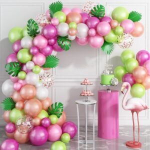 Slingers, Tropische Ballonslingers, Palmbladeren, Ballonstroken, Tropische Ballonslinger, Tropische Ballonnen, Hibiscusbloemen Voor Feestdecoraties, Tropisch Thema, Strandfeest