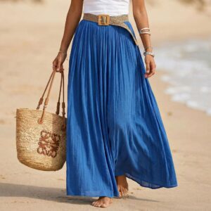 Uitlopende maxi-jurk met elastische taille Vakantiestrandjurk