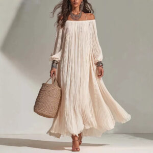Vloeiende off-shoulder strandfee-jurk voor dames