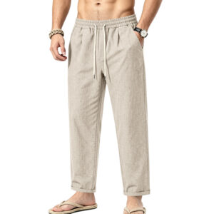 Zomer casual herenbroek met bamboestreeppatroon