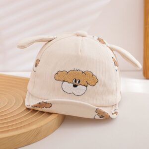 Zomer jongens en meisjes geborduurde cartoon hond patroon zachte rand baseball cap, geschikt voor buitenuitjes, winkelen en leuke activiteiten.