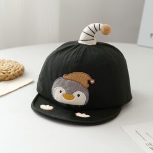 Zomer kinderpinguïn geborduurd gestreept Jujju zacht en schattig casual stijl baseballpet geschikt voor baby's van 0-3 jaar oud