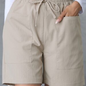 Zomer nieuwe collectie losse linnen casual shorts met zakken effen kleur