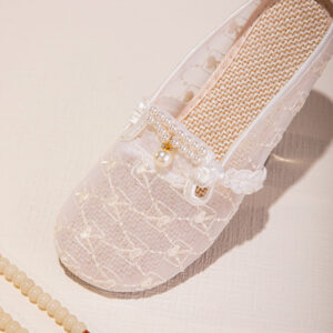 Zomer-slip-on-sandalen van mesh met zachte zool voor dames - Ademende buitenpantoffels met oosters borduurwerk canvas schoenontwerp