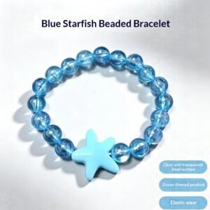 Zomerblauwe kralenarmband met een zeesterhanger met strandthema