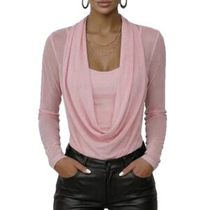 Casual tweedelige coltruitop voor dames, effen kleur