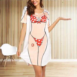 Dameskleding Zomer Nieuwe Mode Creatieve Leuke Sexy Bikini Print Losse Casual Jurk