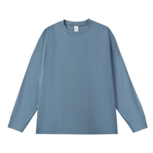T-shirt met lange mouwen voor heren en dames, geribbelde manchetten, ontspannen pasvorm, lange mouwen