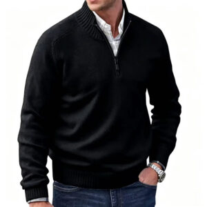 Cross Border Autumn And Winter European And American New Multi Colored Popular Men's Sweater Stand Up Collar Base Woolen Sweater Men's Warm Sweater