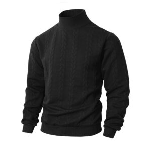 Cross-Border European Size Autumn And Winter Knitwear, Daily Outdoor Casual Solid Color Fashion Jacquard High-Neck Warm Sweater For Men