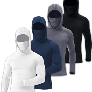 Cross-Border In-Stock Summer Fitness Clothing For Men, Tight-Fitting Quick-Dry Fishing Sun Protection Clothing, Outdoor Hooded Sun Protection Mask Fishing Clothing