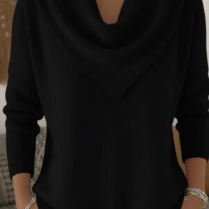 Dames nieuwe effen kleur lange mouw gebreide trui casual tops voor herfst winter