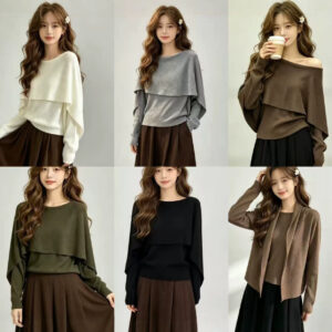 Designer-stijl mantel cape faux tweedelige top voor dames