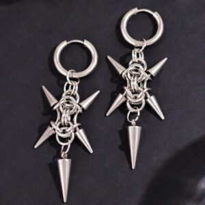 Donkere punkstijl bezaaide spike-oorbellen - gotische metalen stud-hoepels voor heren dames alternatieve mode-sieraden