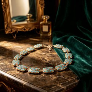 European And American Retro Turquoise Necklace And Bracelet For Women