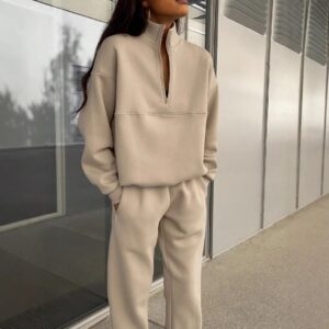 Europese stijl herfst-winter nieuwe stijlvolle omklapbare kraag effen kleur casual retro-stijlset