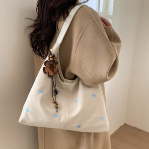 Five-Pointed Star Embroidered Commuter Shoulder Fashion Tote Bag For Women