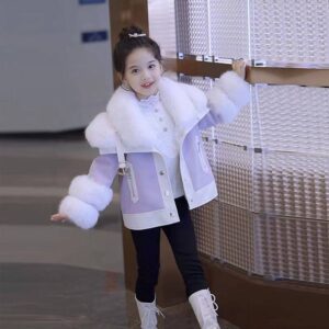 Fleece-lined Thick Faux Fur Coat And Jacket Set