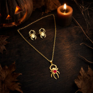 Gothic Spider Pendant Necklace For Women, 18K Gold Plated Colorful Zircon Spider Necklace, Dark Aesthetic Halloween Statement Jewelry Gift