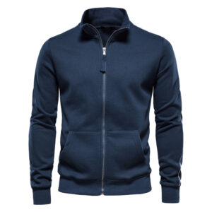 Herfst en winter nieuwe heren opstaande kraag rits lange mouw trui grensoverschrijdende all-match heren sport contrast casual vest