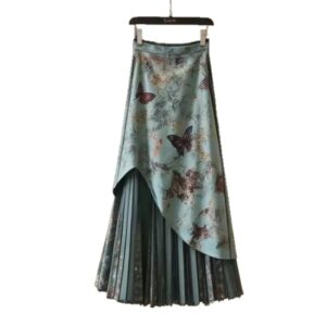 Hoogwaardige, licht-luxe rok met inktwasprint voor dames