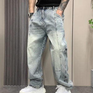 Men's Patchwork Straight-leg Loose-fit Jeans