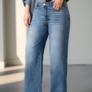 Retro Multicolor Stretch Wide-leg Jeans For Women