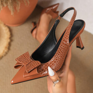 Sexy Stiletto High Heels With Color-blocked Bow For Women