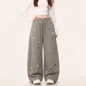 Star-print Wide-leg Sweatpants For Women And Men