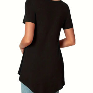 Summer Aliexpress Cross-Border New Style Loose Large Size Round Neck T-Shirt For Women Southeast Asia Fashion Solid Color T-Shirt For Women