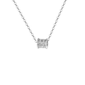 Women New Twist Waist Shaped Clavicle Necklace, Light Luxury Versatile Sparkling Zircon Pendant Trendy Commuter Stainless Steel Chain