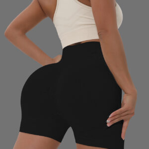Women Ribbed Seamless Biker Shorts, High Waist Tummy Control Butt Lifting Workout Yoga Shorts For Gym Athletic