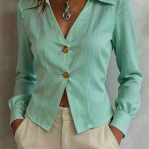 Autumn Workplace Neat Commuting Slim Styling Decorative Oblique Placket Light Mature Shirt Top Women's Spring And Autumn