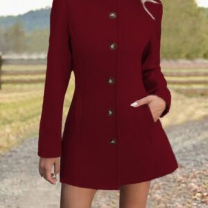 Cross-Border Amazon European And American Women's Clothing Autumn Winter New Fashion Casual Stand Collar Woolen Coat