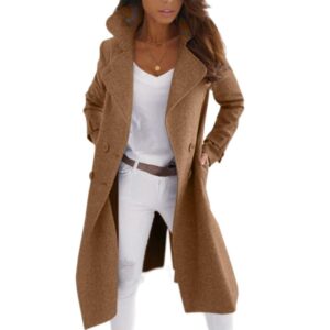 Cross-Border Autumn And Winter Hot-Selling Thickened Woolen Women's Long Coat Amazon Quality Coat Wish With Lining