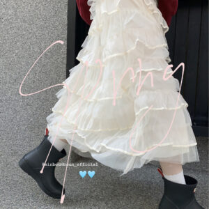 Dreamy Ballet Tulle Puff Cake Skirt, Women's French Style