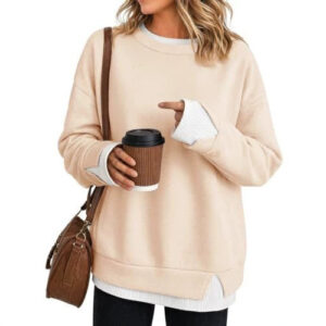 European And American Cross-border New Women's Autumn And Winter Fashion Comfortable Casual Round Neck Loose Long-sleeve Sweater With A Faux Two-piece Design