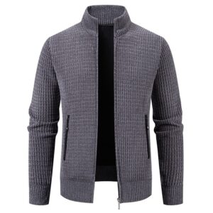 Fleece-lined Thickened Stand-collar Zip-up Sweater Jacket